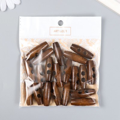 Пуговицы дерево для творчества 2 прокола «Цилиндр», набор 20 шт., 4×1.1×1.1 см