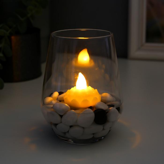 Светильник-свеча водный "Цветок" LED 1хCR2032, без выкл., белый 3,5х3,5х4 см RISALUX - фото 1927668901