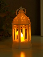 Светодиодная свеча в подсвечнике RISALUX «Фонарь изыска», LED-ночник, от батареек 3×LR44, белый, 6.3×5.5×11.5 см - фото 120708307