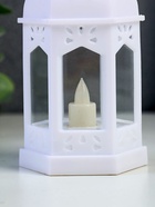 Светодиодная свеча в подсвечнике RISALUX «Фонарь изыска», LED-ночник, от батареек 3×LR44, белый, 6.3×5.5×11.5 см - фото 120708309
