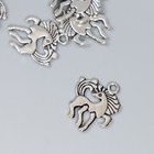 Декор для творчества металл "Конь с длинной гривой" серебро 2х1,6 см - фото 318488228