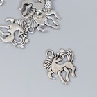 Декор для творчества металл "Конь с длинной гривой" серебро 2х1,6 см - Фото 2