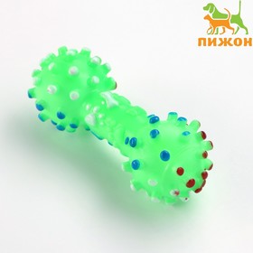 Игрушка пищащая "Гантель малая" для собак, 12,5 см, зелёная