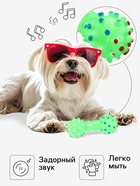 Игрушка для собак «Гантель малая», 10 см, пищащая, винил, зелёная - Фото 4