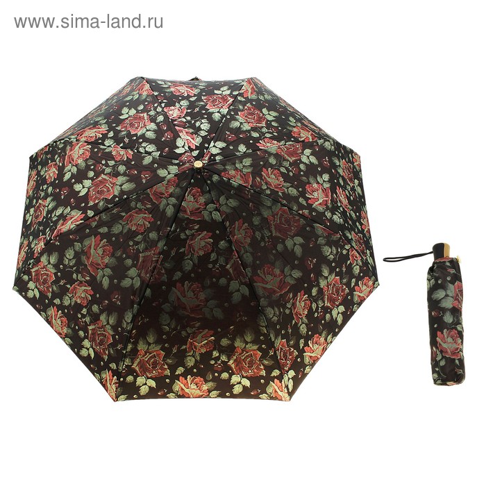 Зонт автоматический "Жаккард", купол-58см, цвет чёрный/красный/зелёный - Фото 1