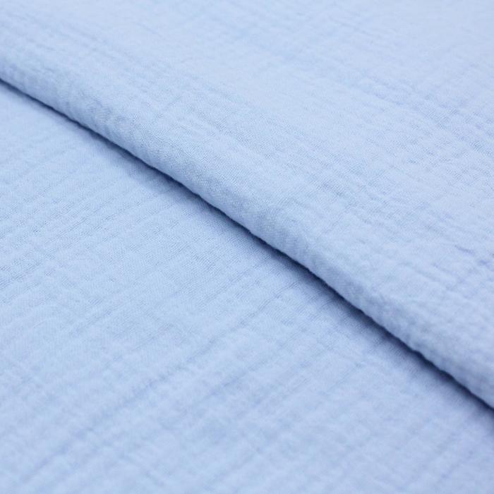 Ткань плательная, гладкокрашенная, марлёвка, ширина 130 см, цвет голубой - Фото 1