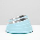 Миска металлическая двойная наклонная на пластиковом основании, 28,5 х 15 х 7 см, голубая - Фото 6