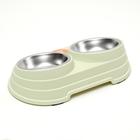 Миска металлическая двойная наклонная на пластиковом основании, 28.5×15×7 см, зелёная - Фото 4