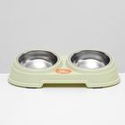 Миска металлическая двойная наклонная на пластиковом основании, 28.5×15×7 см, зелёная - Фото 6