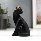 Сувенир полистоун "Чёрная кошка с золотыми ушками" 12,7х7,7х4,3 см - фото 295125675