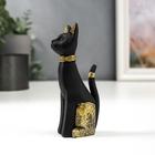 Сувенир полистоун "Чёрная кошка с золотыми ушками и лапками" 12,5х5,5х3,7 см - Фото 3
