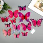 Магнит пластик "Бабочки ярко-розовые" набор 12 шт - фото 320543075