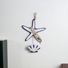 Крючок декоративный дерево "Морская звезда и ракушка" 20х14х6 см - фото 9210563