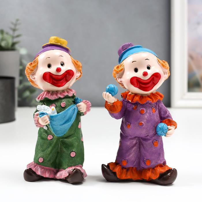 Фигурка полистоун «Клоун в костюме в горох», 15.5×7×5 см, МИКС