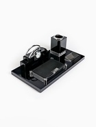 Набор настольный канцелярский 4 в 1 с часами, черное дерево - Фото 1