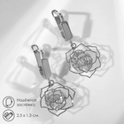 Серьги со стразами «Циркония» роза, цвет белый в серебре - фото 321588557