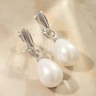 Серьги с жемчугом «Грейс» пухлая капля, цвет белый в серебре - Фото 2