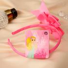 Ободок для волос "Линда" двойной бант цветочек,  0,5 см, розовый - Фото 2