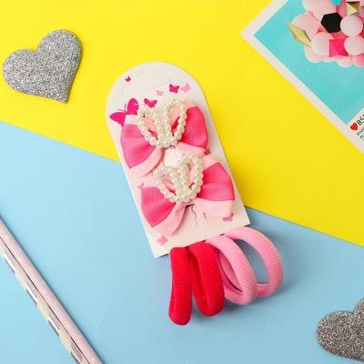 Набор для волос "Мишель" (4 резинки, 2 зажима) ушки, розовый