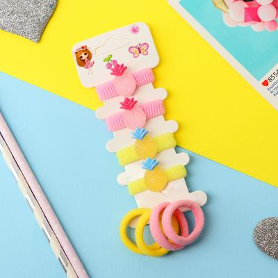 Резинки для волос «Лапочка», набор 8 шт., ананасики, жёлто-розовые