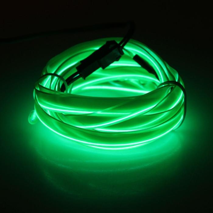Неоновая нить Cartage для подсветки салона, адаптер питания 12 В, 2 м, зеленый - Фото 1