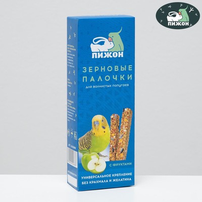 Зерновые палочки "Пижон" для птиц, с фруктами, 2 шт, 90 г