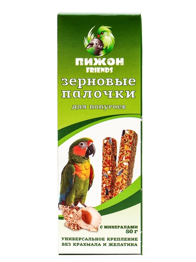 Зерновые палочки «Пижон» для птиц, с минералами, 2 шт., 80 г