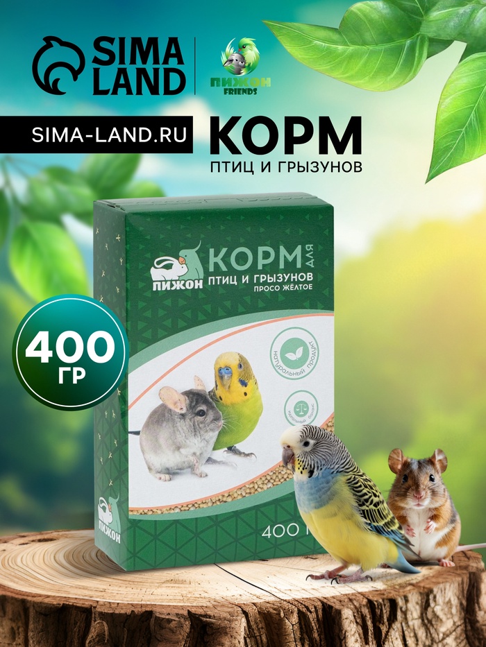 Корм «Пижон» просо жёлтое, для птиц и грызунов, 400 г - Фото 1