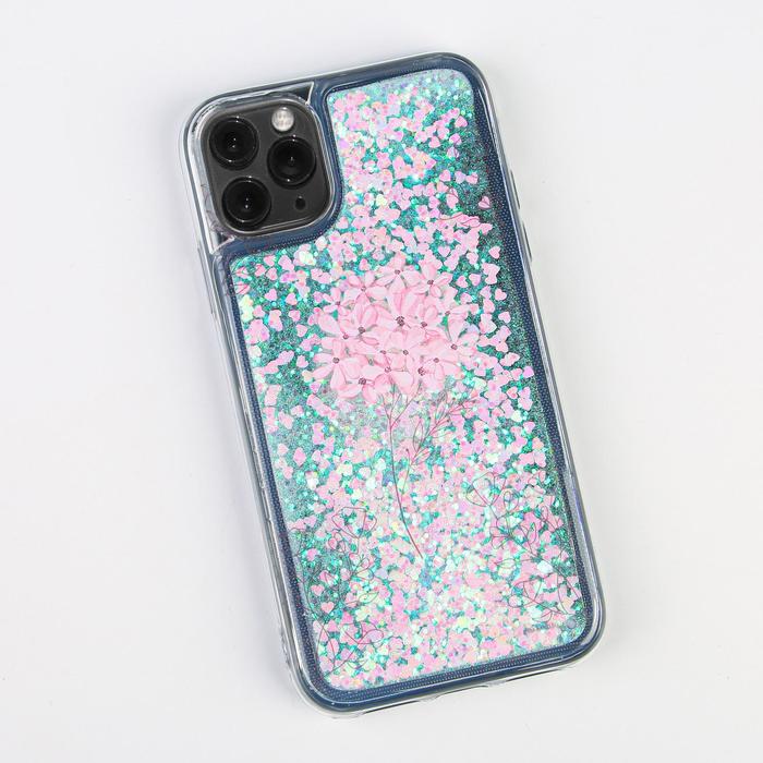 

Чехол на телефона iPhone 11 PRO с блёстками внутри Flower, 7,14 × 14,4 см.