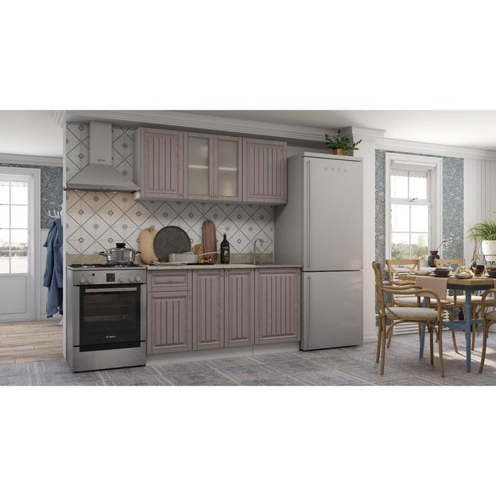 Кухонный гарнитур Хозяюшка, 1500х600х2100, МДФ, Белый/Трюфель - Фото 1