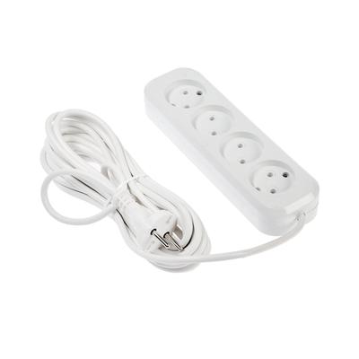 Удлинитель Luazon Lighting, 4 розетки, 7 м, 10 А, 2200 Вт, ПВС 2х0.75 мм2, без з/к, белый 6847559