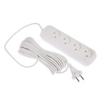 Удлинитель Luazon Lighting ECO, 4 розетки, 10 м, 10 А, 2200 Вт, ПВС 2×0.75 мм2, без заземления, белый - Фото 3