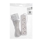 Удлинитель Luazon Lighting ECO, 4 розетки, 10 м, 10 А, 2200 Вт, ПВС 2×0.75 мм2, без заземления, белый - Фото 4