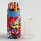 Цветные карандаши в тубусе, 12 цветов, трехгранные, Трансформеры - Фото 4
