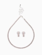 Набор 2 предмета: серьги, чокер «Лёд» два ряда, цвет белый в серебре, 32 см - Фото 1