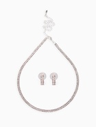 Набор 2 предмета: серьги, чокер «Лёд» два ряда, цвет белый в серебре, 32 см - Фото 1