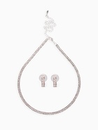 Набор 2 предмета: серьги, чокер «Лёд», два ряда, белый в серебре, 32 см - Фото 1