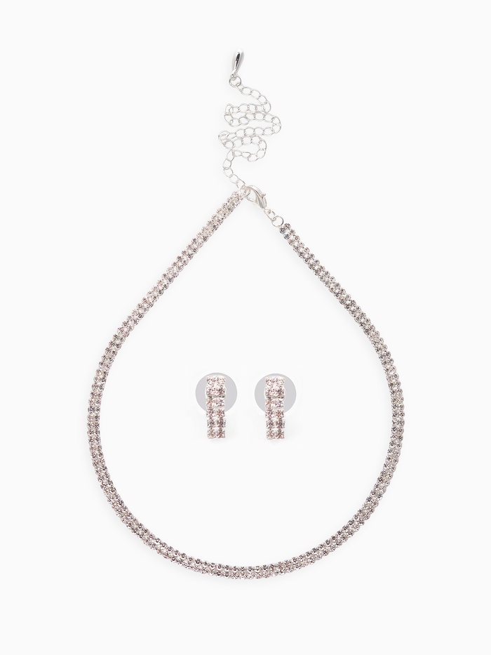 Набор 2 предмета: серьги, чокер «Лёд» два ряда, цвет белый в серебре, 32 см - Фото 1