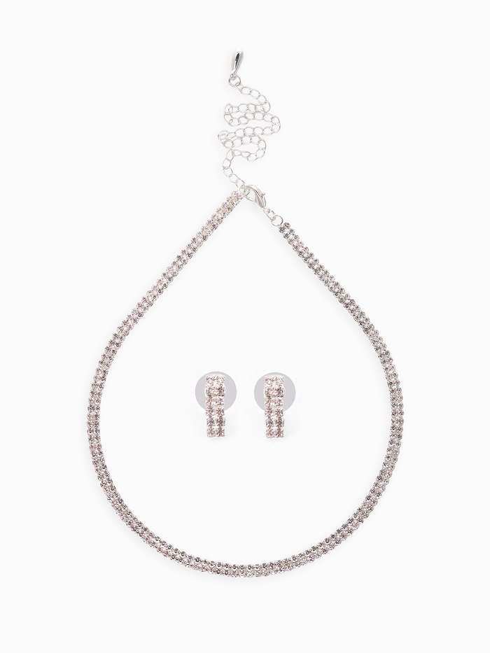 Набор 2 предмета: серьги, чокер «Лёд» два ряда, цвет белый в серебре, 32 см - Фото 1