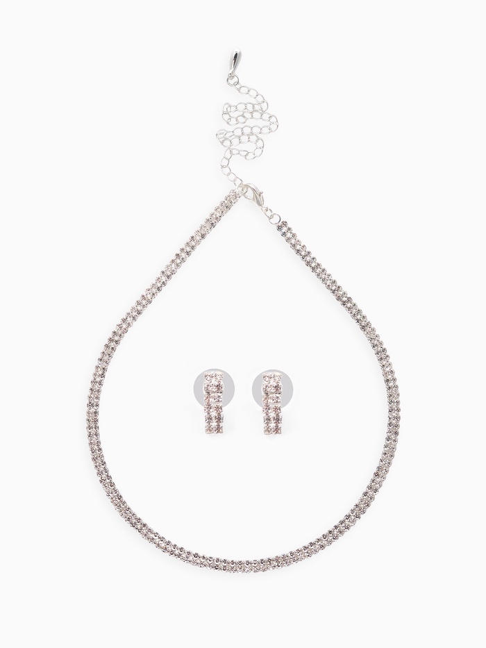 Набор 2 предмета: серьги, чокер «Лёд», два ряда, белый в серебре, 32 см - Фото 1