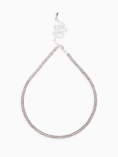 Набор 2 предмета: серьги, чокер «Лёд», два ряда, белый в серебре, 32 см