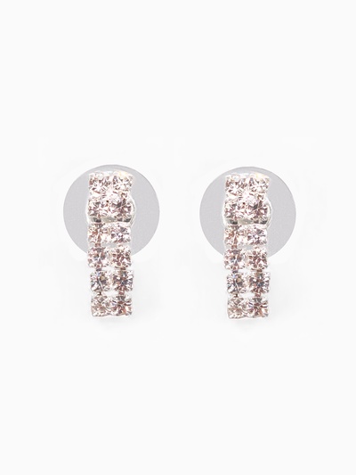 Набор 2 предмета: серьги, чокер «Лёд», два ряда, белый в серебре, 32 см