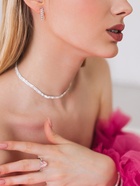 Набор 2 предмета: серьги, чокер «Лёд» два ряда, цвет белый в серебре, 32 см - Фото 6