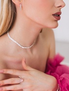 Набор 2 предмета: серьги, чокер «Лёд», два ряда, белый в серебре, 32 см - Фото 6