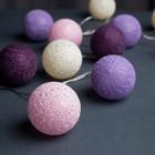 УЦЕНКА Гирлянда «Нить» 5 м с насадками «Клубки лиловые», IP20, прозрачная нить, 20 LED, свечение белое, 220 В - Фото 7