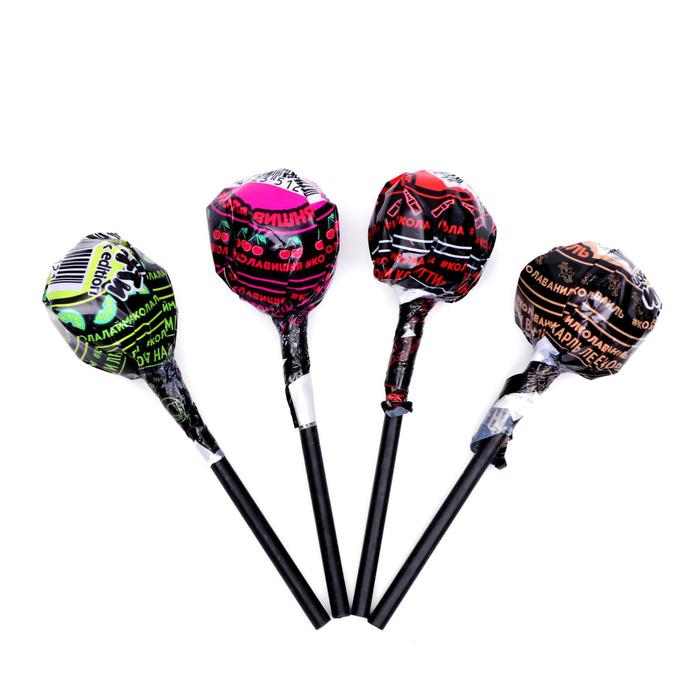 Карамель леденцовая на палочке "Фрутти black edition" вкус кола-лайм, кола-ваниль, вишня-кола, 12 г - Фото 1