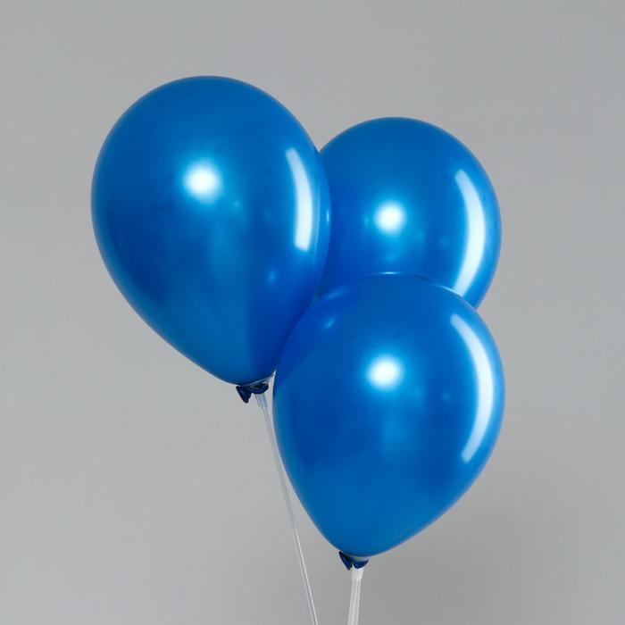 Шар латексный 12", перламутровый, набор 5 шт., цвет синий - Фото 1