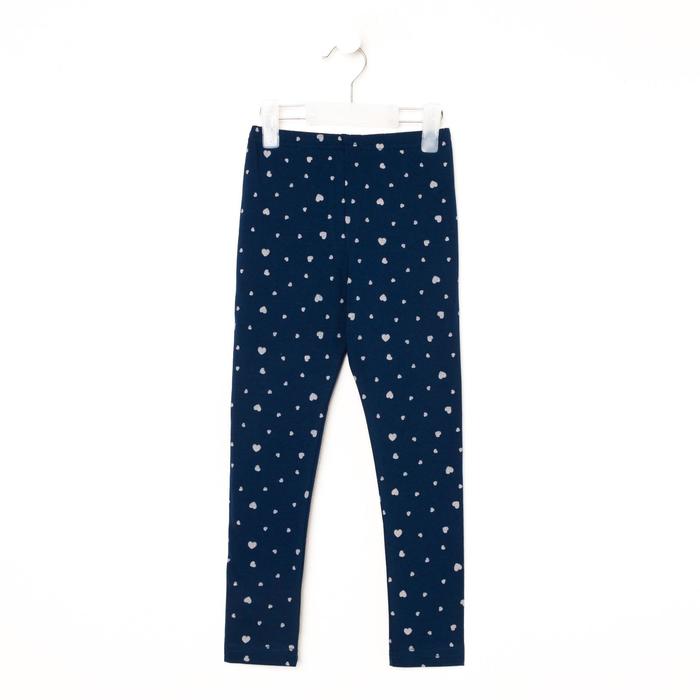 Леггинсы для девочки, цвет тёмно-синий/сердечки, рост 98 см - Фото 1