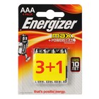 Батарейка алкалиновая Energizer Max +PowerSeal, AAA, LR03-4BL, 1.5В, блистер, 3+1 шт. - Фото 1