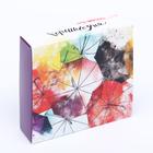 Коробка под 9 конфет с обечайкой « Зонтики » с окном 14.5×14.5×3.5 см 6775920